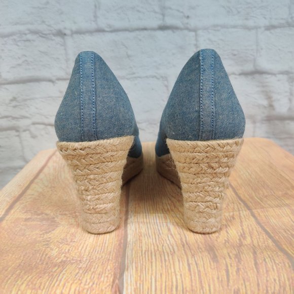 J. Crew Factory Blue Espadrille Wedges - Picture 4 of 8